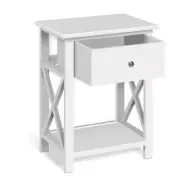 NNEDSZ Bedside Table Coffee Side Cabinet Drawer Wooden White