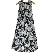 J. Jill Midi Dress High-Low Sz XS Comfort Tropical Floral NWT