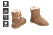 Outback UGG Unisex Premium Double Face Sheepskin Mini Button Boots (Chestnut)