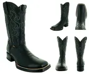Soto Boots Men's Broad Square Toe Boots H50019; Black, Size 10.5