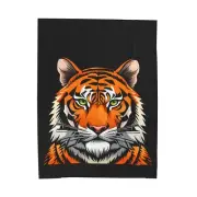 Velveteen Plush Blanket_3 Size_Tiger Face_Black(Only Front)