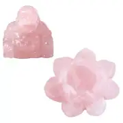 SUNYIK Pack of 2 Rose Quartz Hand Carved Happy Buddha Statue & Handcarved Sto...
