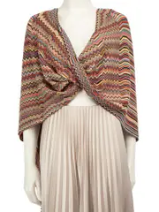 Striped Wool Knit Poncho
