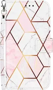 Samsung Galaxy A70 Case Marble, A70 Samsung Phone Case, Shockproof Leather Flip Folio Book Wallet Cases with Card Holder Stand Silicone Bumper Protector Cover for Samsung Galaxy A70, Rose Gold