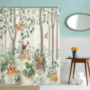 Rustic Shower Curtain for Bathroom with Hooks Forest Woodland Shower Curtain