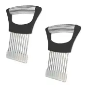 2 Pack Black Onion Slicer Holder, Stainless Steel Onion | Tomato | Potato | A...