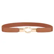 Women Skinny Belt for Dresses Retro Stretch Ladies Waist Belt- Brown