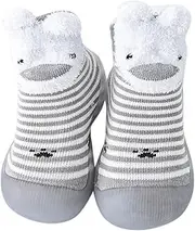 [Generic] Non Slip Shoes for Baby Girl Cartoon Baby Infant Elastic Shoes Toddler First Non-Slip Animals Socks Walkers Baby Shoes Girls Toddler Tennis Shoes Grey