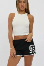 Black Track Shorts High Rise Elastic Waist - Size 6XXS, Women's Track Short