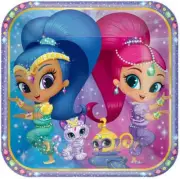 amscan 551653 Purple Square Paper Plates with Shimmer and Shine Theme-8 Pcs