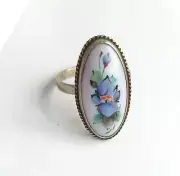 Vintage Beautiful Ring enamel Finift Cupronickel Ukraine Women Jewelry size 7.25