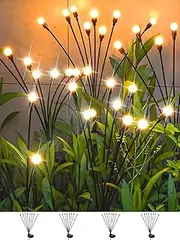 4 Count Solar Lights Waterproof IPX5, 8 Led Solar Garden Lights Outdoor, Firefly Lights, Wind Swaying Dancing Lights, for Yard Path Lighting Decor (4pack 8led)