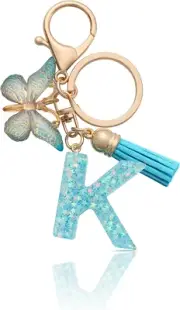 Letter Keychain Keyring Initial Key Chains Letter Butterfly Keychain Women'S Key