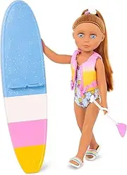 Glitter Girls – 14-inch Poseable Doll Tammy – Brown Hair & Blue Eyes – Swimsuit Outfit, Paddle Board, & Life Jacket – Toys, Clothes, and Accessories – Kids Ages 3 & Up – Tammy