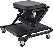 Workshop Stool Shop Seat 36-inch Folding Car Repair Bed Auto Maintenance Work Bench Chair Auto Workshop Bench Wheels Roller Car(Black)