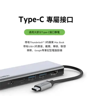 【Belkin】貝爾金 USB-C 7合1 Type-C 多媒體轉接器 台灣總代理 (9.5折)