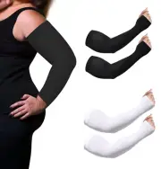 UPF 50 Sports Compression Cooling Arm Sleeve UV Protection w/Finger Hole Women