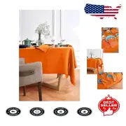 Versatile Pumpkin Linen Tablecloth - 70 x 132 Inches for Weddings and Holidays