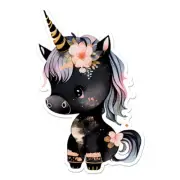 Cute Black Unicorn Vinyl Decal Sticker - ebn8765