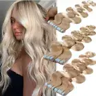 Russian Remy Human Hair Tape In Extensions Curly Skin Weft Body Wave Straight