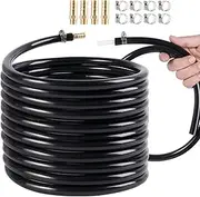 Self Sinking Aeration Hose,3/8 inch 100 Ft Weighted Pond Aeration Tubing with 8 Stainless Steel Hose Clamps and 4 Copper Menders used for Pond Aeration Kit Hoses (100FT)