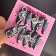 Empress Serpent - Handcrafted Metal Snake Long Press-On Nails – Cyberpunk with a Fierce Edge