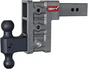 GEN-Y GH-613 MEGA-Duty Adjustable 6" Drop Hitch with GH-061 Dual-Ball for 2.5" Receiver - 21,000 LB Towing Capacity - 3,000 LB Tongue Weight