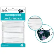 MultiCraft Needlecrafters Braided Elastic Cord-White 6mm, 5m