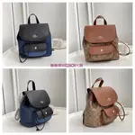 【美國正品COACH】新款PENNIE BACKPACK 22迷你經典標誌印花/牛仔抽繩雙肩包 後背包