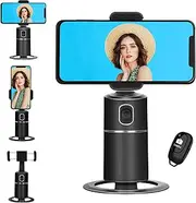 Auto Face Tracking Phone Tripod Holder, No App Required, 360° Rotation Body Phone Track Camera Mount for Live Vlog Streaming Video Phone Shooting Live Chat with Remote Control and Rechargeable Battery