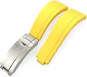 CEKGDB Rubber Watchband 20mm 21mm Fit for Rolex Submariner GMT Daytona Oyster Perpetual Yacht Master Slide Lock Buckle Silicone Strap (Color : Yellow, Size : 20mm)