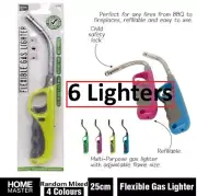 6 x Refillable Lighter Gas Burner Outdoors 360° Flexible Lighter BBQ Brand New