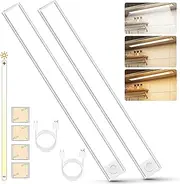 2 Packs(40cm) 140 LED USB Wireless Rechargeable Under Cabinet Light, Motion Sensor Closet Lights, Large Capacity Battery Operated Night Light for Closets, Kitchen,Wall, Wardrobe,Hallway