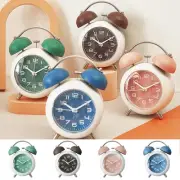 Silent Analog Alarm Clock Vintage Retro Classic Night Light Extra Loud Twin Bell