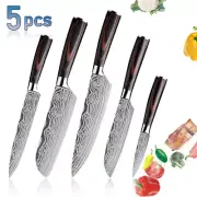 5pcs/Set Premium Chef Knife Kitchen Cook Chopper Slicing Meat Cleaver Knives AU