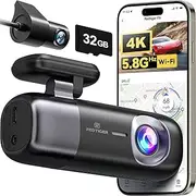 REDTIGER Dash Cam 4K Front and Rear 1080P, 5.8GHz WiFi GPS Car Camera with Included 32GB SD Card, Dual Dash Camera for Cars, Loop Recording, Night Vision, Parking Mode, App Control, Support 256GB Max