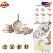 Versatile 17-Piece Induction Cookware Set - Safe, Stylish, and Space Efficient