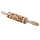 2X(Nativity Pattern Xmas Christmas Wooden Embossing Rolling Pin with 94101