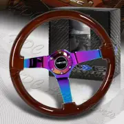 NRG RST-036BR-MC 350MM Neo Chrome Aluminum Brown Wood Racing Steering Wheel