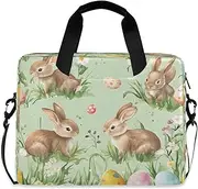 Quteprint Easter Bunny Eggs Flowers 15.6 Inch Laptop Bag Briefcase for Business, Water-Resistant Computer Bag Fits 14-16 Inch Notebook for Men Women, Office Travel Work Backpack, Multi, 40x7.5x30cm