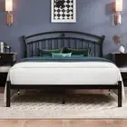 Full Size Bed Frame, Black Metal Bed Frame with 12" Under-Bed Storage, Heavy
