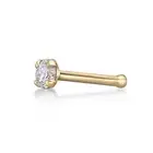 20 Gauge 14K Yellow Gold Straight Bone Nose Stud with 0.05 Carat Diamond