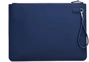 [SLEDEZ] Leather File Folder Conference Information Business Briefcase Office Contract Bill Organiser Portable File Bag(Blue)