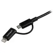 StarTech 1m Black Apple 8-pin Lightning or Micro USB to USB Combo Cable - LTUB1MBK