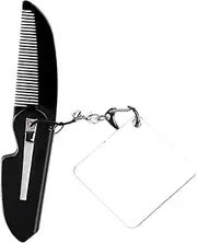 Portable Foldable Comb with Keychain and Mirror Lightweight Travel Beard Comb for Men Sturdy Pocket Convenient Folding Design for and Grooming