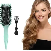Professional 5-in-1 Hair Brush Set with Cleaner Tool - Vent Air Cushion Brush + Detangling Comb + Scalp Massage Balloon Brush for Curly/Straight Hair | Anti-Static & Heat-Resistant Styling Tools