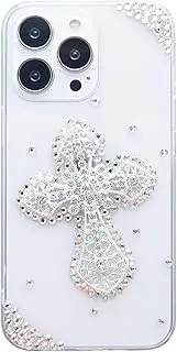 for iPhone 13 Mini Case for Women, Cross Design for Christ, Bling Rhinestone Snow Diamond Clear Soft Rubber Cover, Premium for iPhone13 Mini 5.4 Inch