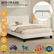 Bed Frame Queen Double King Single Beds Base White TOFU Chic Boucle Contemporary