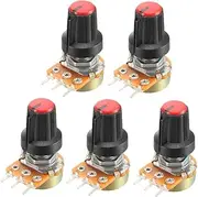 uxcell 5Pcs 100K Ohm Variable Resistors Single Turn Rotary Carbon Film Taper Potentiometer with Knobs