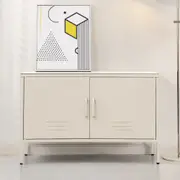 Tall Metal Locker Style Buffet Sideboard Cabinet - White